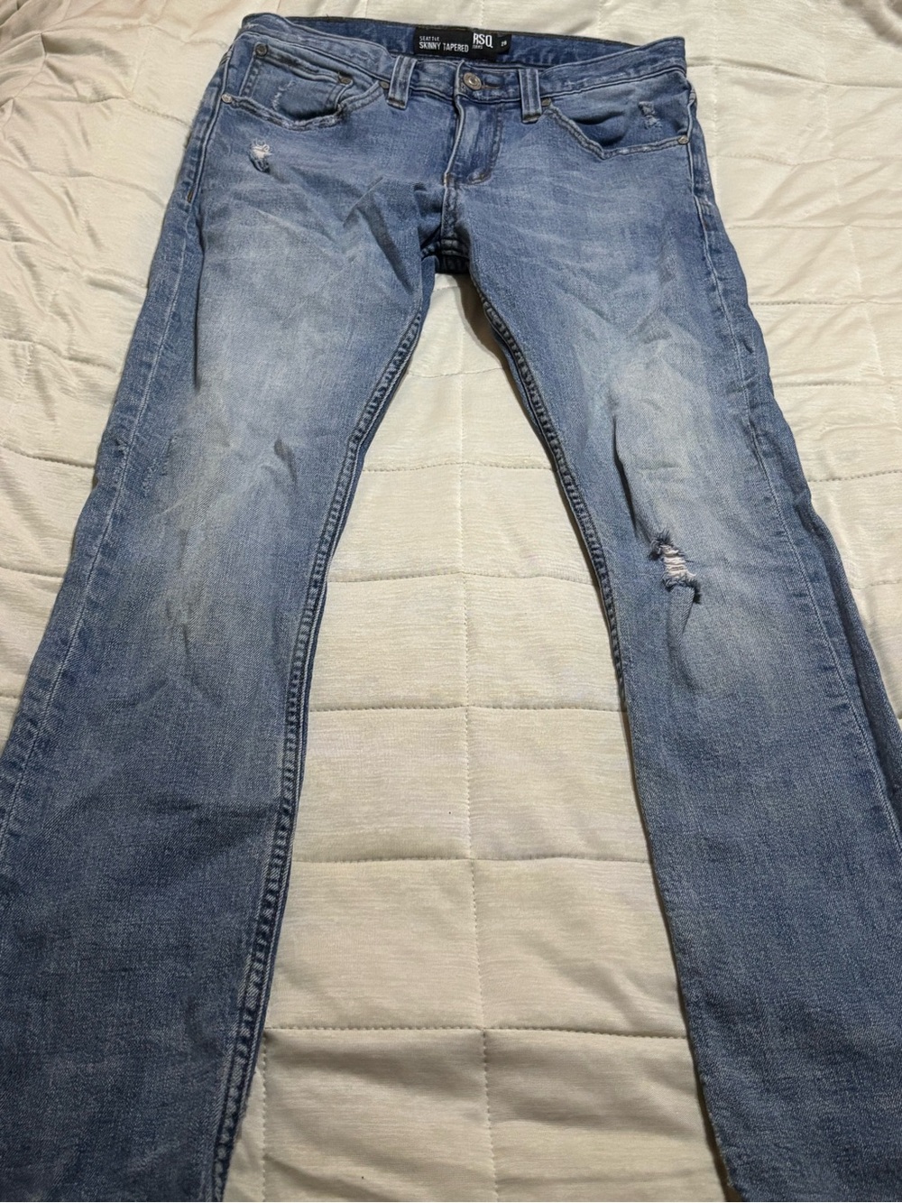 RSQ Men's Light Blue Slim Distressed Jeans